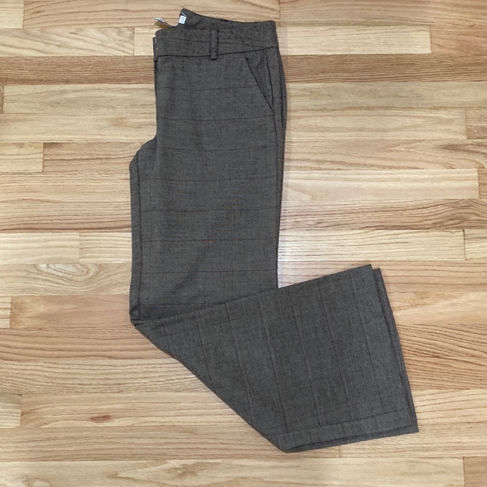 Wide Leg Brown Plaid Dress Pants
